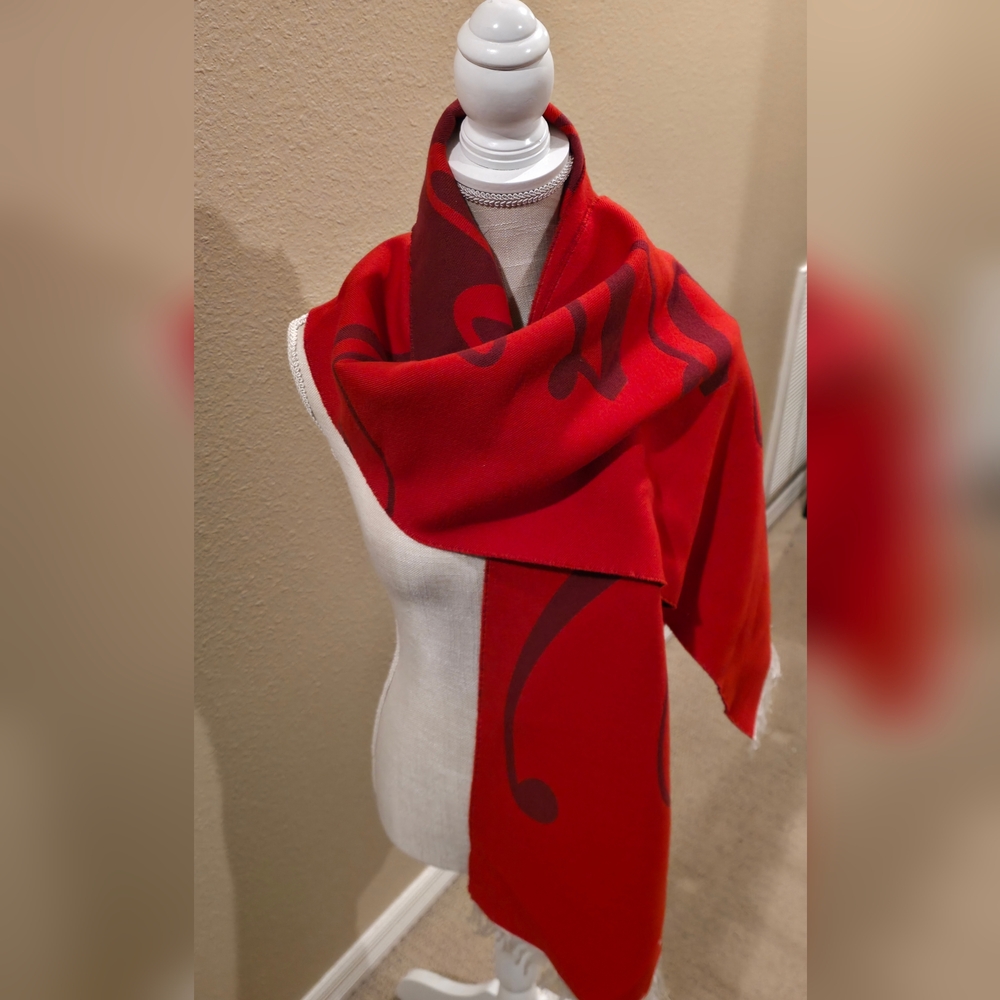 Burberry Red and Burgundy Scarf